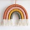 Rainbow Wall Hanging – Macramé Woven Wall Décor in Greyish-Green, Perfect for Baby Rooms, Nurseries, or as a Thoughtful Gift (7 x 7 x 0.78 in)
